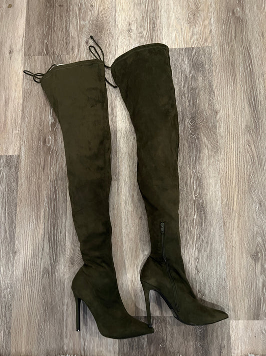 Thigh High Suede Olive Boots Size 7