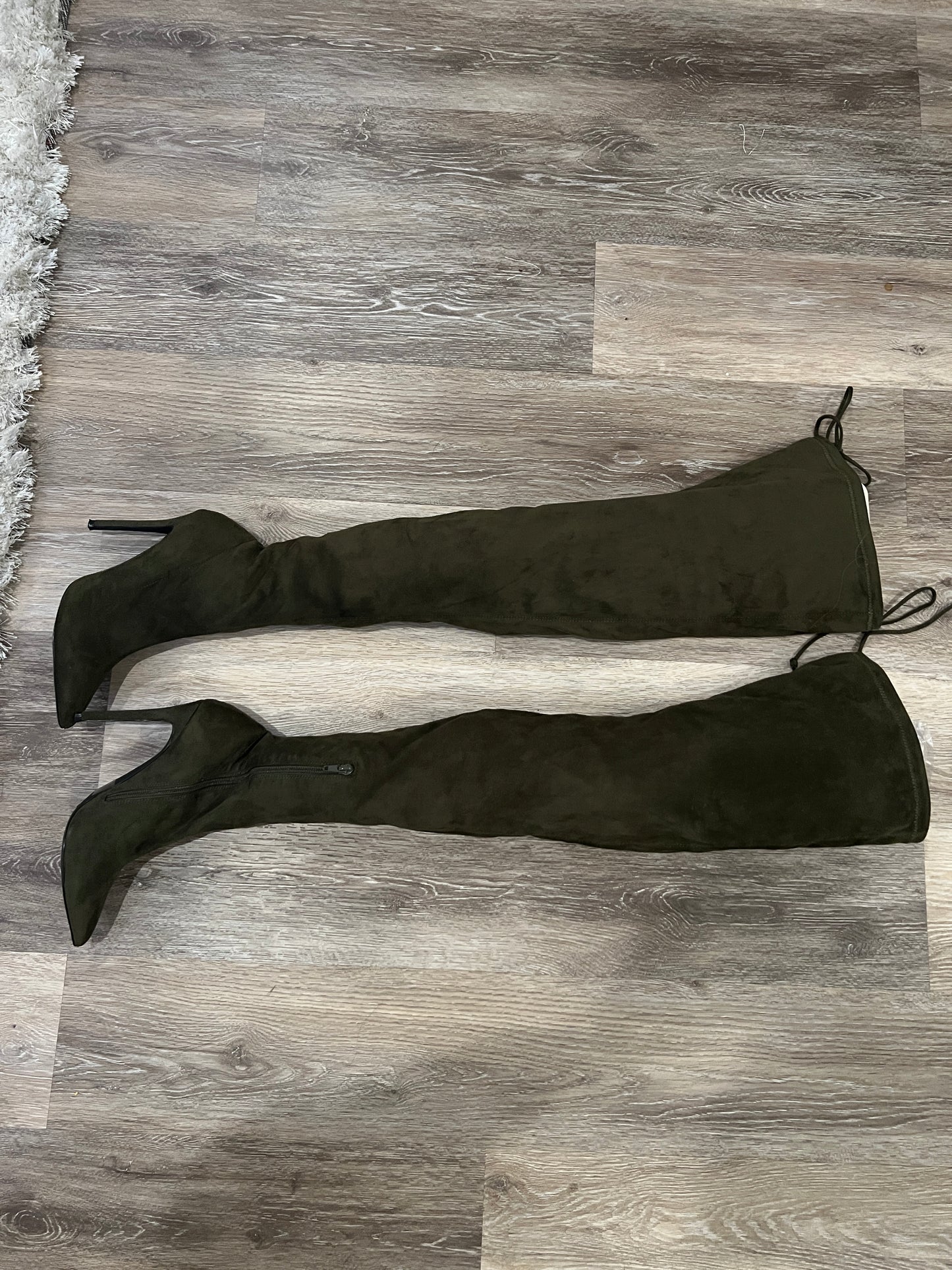 Thigh High Suede Olive Boots Size 7