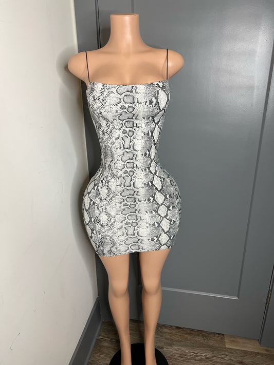 Snakeskin Print Soaghetti Strap Dress
