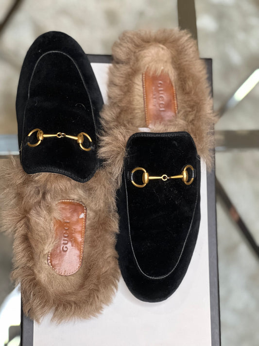 Gucci Suede And Fur Loafers